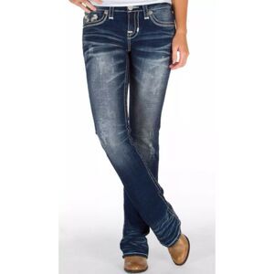 BIG STAR Jeans Womens Size 30L Long Maddie Boot Mid Rise Thick Stitch Dark Wash